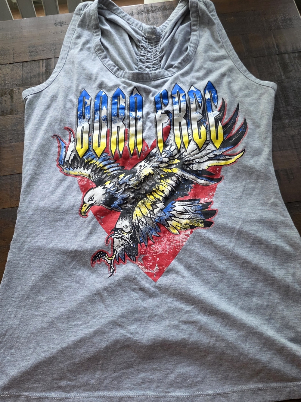 Grey Eagle Graphic Tank Top - Grey with Red, Blue & Yellow